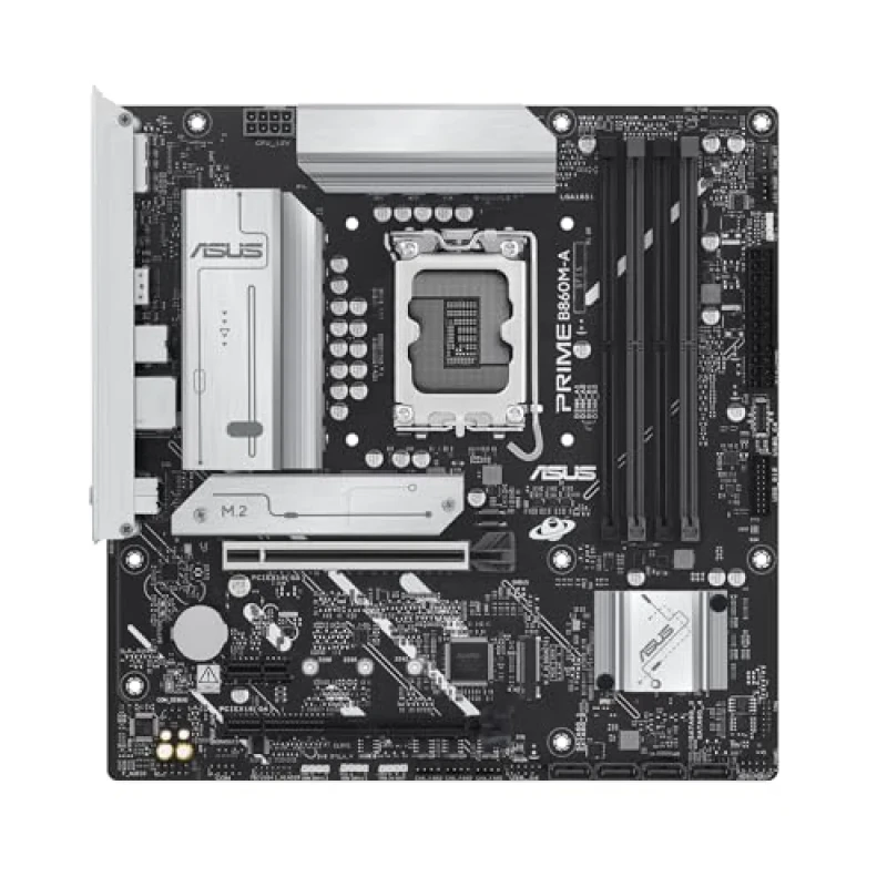 ASUS PRIME B860M-A-CSM Intel B860 Micro-ATX Motherboard – LGA1851 for Intel Core Ultra (Series 2), Dual DDR5 up to ~8666 MHz, 2x PCIe M.2 (PCIe 5.0/4.0), 2.5 Gb LAN, HDMI & Dual DisplayPort, USB 20 Gbps Type-C + USB-A, Realtek 7.1 Audio – Business-Grade CSM Board - Featured Image
