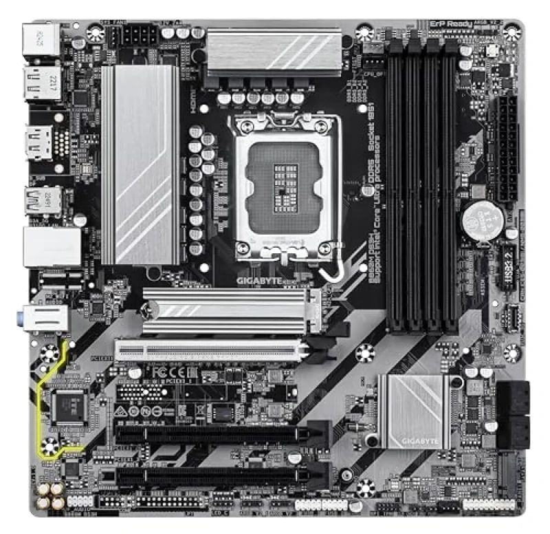 Gigabyte B860M DS3H Micro-ATX Motherboard – Intel B860 Chipset, LGA1851 Socket for Intel Core Ultra CPUs, DDR5-9066+ OC Memory, 4x DIMM, PCIe 5.0 x16 & PCIe 4.0 M.2, Dual M.2 NVMe, 2.5 GbE LAN, 2x DisplayPort 2.1 & HDMI 2.1, USB 3.2 Gen2 & USB 3.2/Gen1 I/O, Realtek ALC897 7.1 Audio - Featured Image