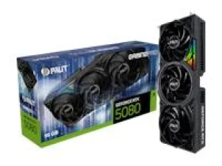 Palit GeForce RTX 5080 GamingPro 16GB GDDR7 PCIe 5.0 Graphics Card – NVIDIA Blackwell GPU, 10,752 CUDA Cores, 256-bit 30 Gbps 16 GB VRAM, Boost ~2617 MHz, Triple-Fan Black Cooler, HDMI 2.1b & 3x DisplayPort 2.1b, 332 mm Full-Length Gaming GPU