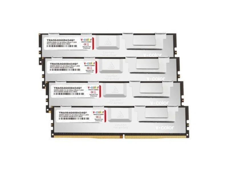 V-Color TRA564G60D434Q 256 GB - 4 x 64GB, DDR5 288-pin DIMM, 6000MT/s, CL34, White color - Featured Image