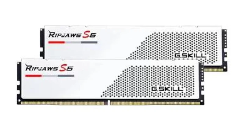 G.Skill Ripjaws S5 64 GB - 2 x 32GB, DDR5 288-pin DIMM, 6000MT/s, CL30, White color - Featured Image