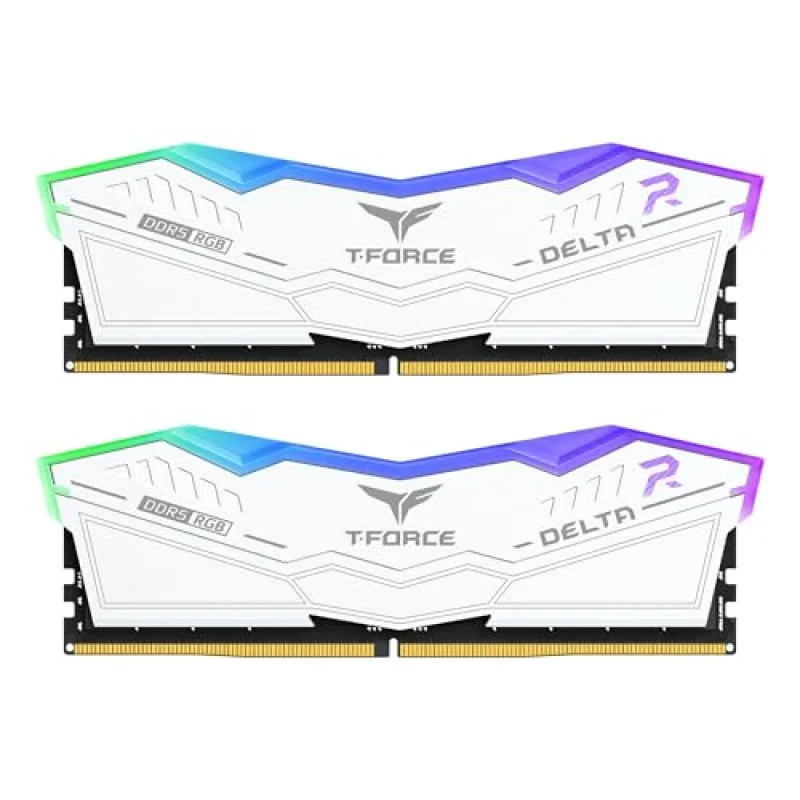 TEAMGROUP T-Force Delta RGB 64 GB - 2 x 32GB, DDR5 288-pin DIMM, 6000MT/s, CL38, White color - Featured Image