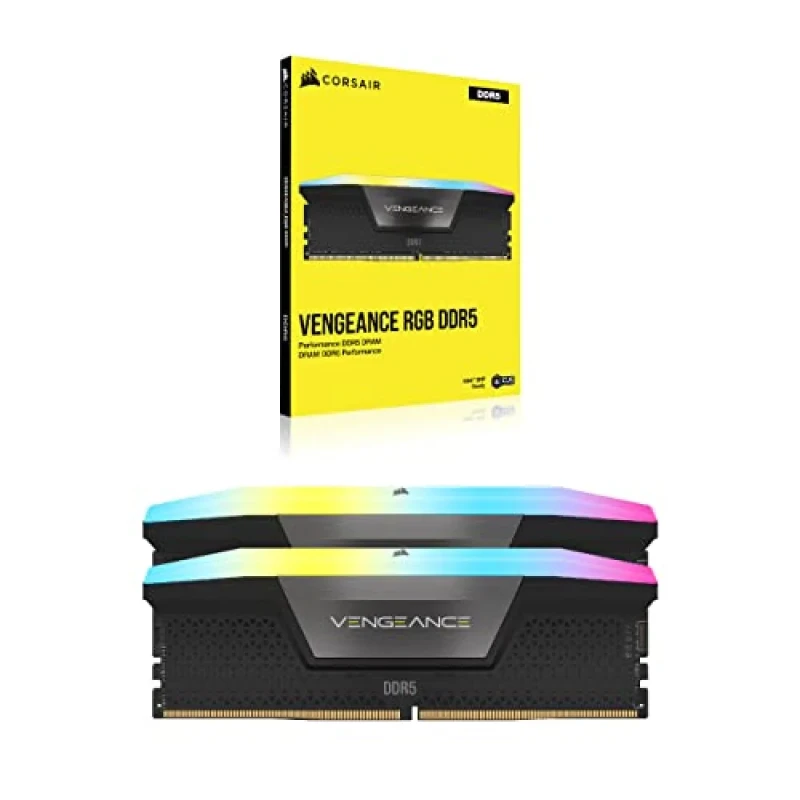 Corsair Vengeance RGB 64 GB - 2 x 32GB, DDR5 288-pin DIMM, 5200MT/s, CL40, Black / Gray color - Featured Image