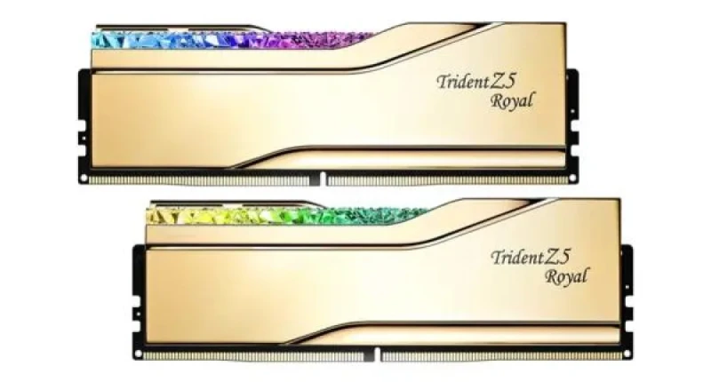 G.Skill Trident Z5 Royal 32 GB - 2 x 16GB, DDR5 288-pin DIMM, 6400MT/s, CL30, Gold color - Featured Image