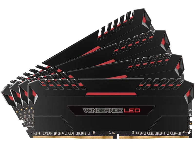 Corsair Vengeance LED 32 GB - 4 x 8GB, DDR4 288-pin DIMM, 3000MT/s, CL16, Black / Red color - Featured Image