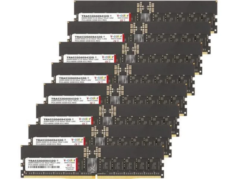 V-Color TRA532G60S432O 256 GB - 8 x 32GB, DDR5 288-pin DIMM, 6000MT/s, CL32, Black color - Featured Image