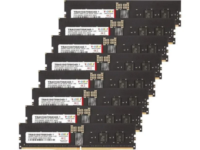 V-Color TRA516G70S834O 128 GB - 8 x 16GB, DDR5 288-pin DIMM, 7000MT/s, CL34, Black color - Featured Image