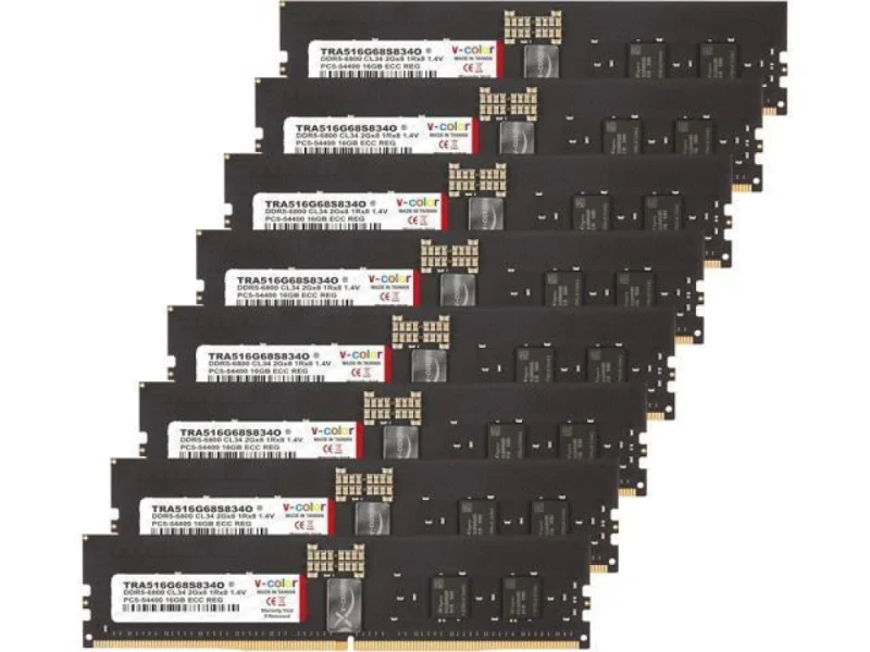 V-Color TRA516G68S834O 128 GB - 8 x 16GB, DDR5 288-pin DIMM, 6800MT/s, CL34, Black color - Featured Image
