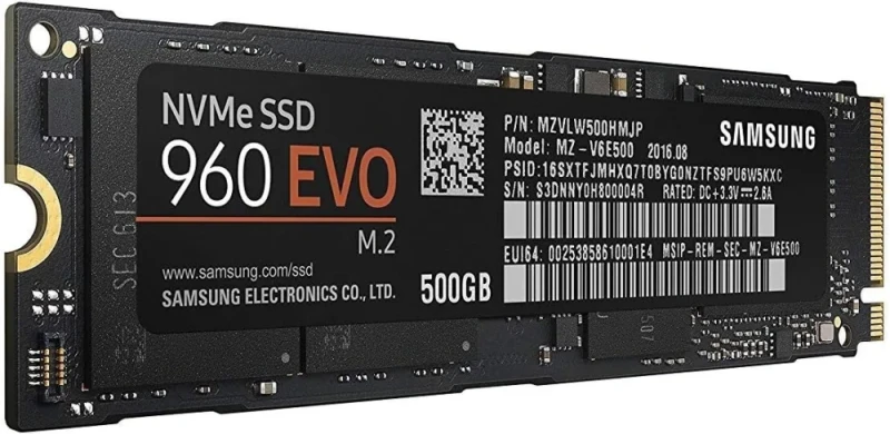 Samsung 960 Evo - 500 GB SSD, M.2 PCIe 3.0 X4, M.2-2280, 512 MB Cache memory - Featured Image