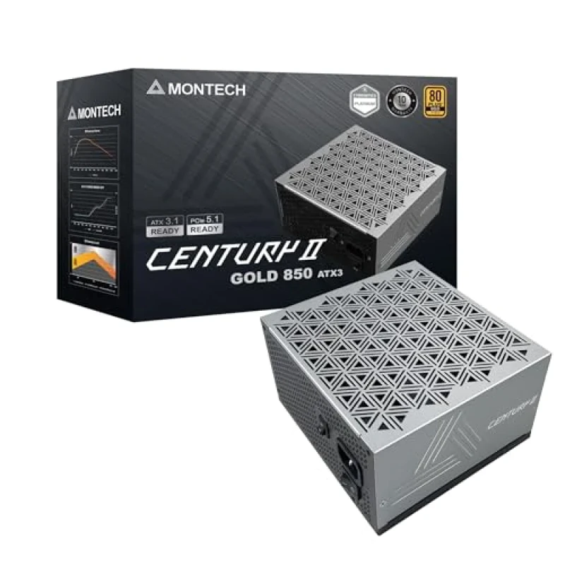 Montech CENTURY II - 850 W ATX Power Supply, 80+ Gold, Fully Modular, Black Color - Featured Image