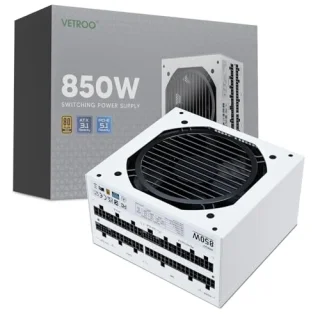 Vetroo 50315153277247 - 850 W ATX Power Supply, 80+ Gold, Fully Modular, White Color