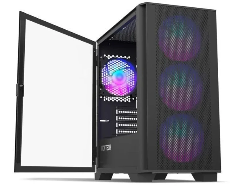 Montech AIR 100 ARGB - MicroATX Mid Tower, Tempered Glass Side Panel, 36.1 L External Volume, Black Color - Featured Image