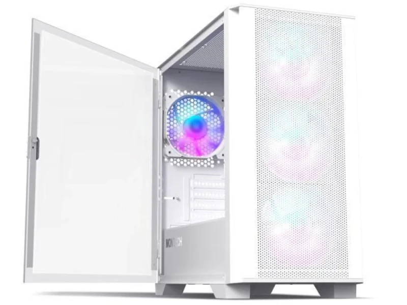 Montech AIR 100 ARGB - MicroATX Mid Tower, Tempered Glass Side Panel, 36.1 L External Volume, White Color - Featured Image