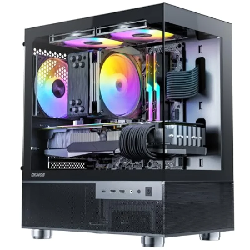 Okinos Aqua 3 ARGB - MicroATX Mini Tower, Tempered Glass Side Panel, 28.8 L External Volume, Black Color - Featured Image
