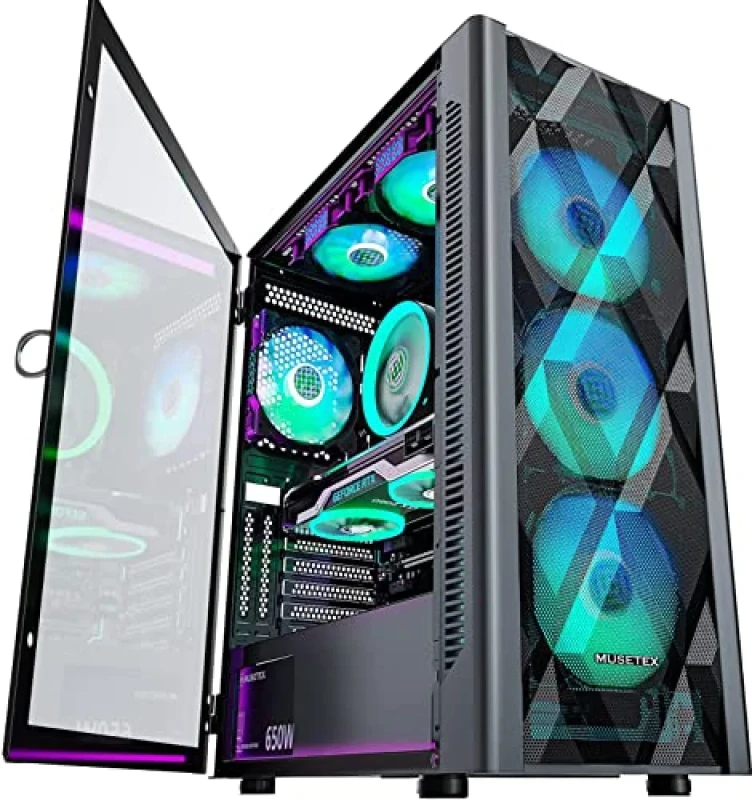 MUSETEX NN8 - ATX Mid Tower, Tempered Glass Side Panel, 39.5 L External Volume, Black Color - Featured Image