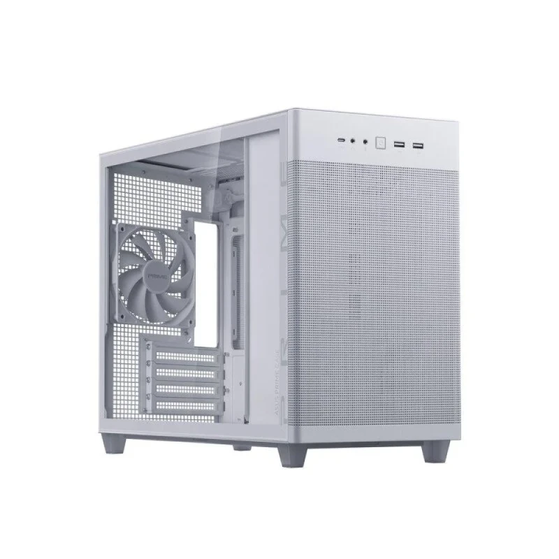 Asus Prime AP201 - MicroATX Mini Tower, Tempered Glass Side Panel, 33.0 L External Volume, White Color - Featured Image