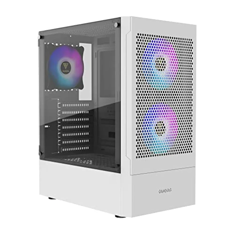 GAMDIAS TALOS E3 MESH - ATX Mid Tower, Tempered Glass Side Panel, 34.1 L External Volume, White Color - Featured Image