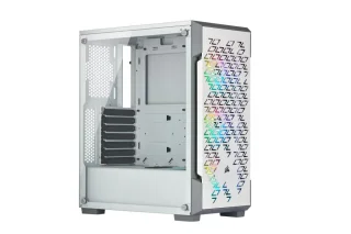 Corsair iCUE 220T RGB Airflow - ATX Mid Tower, Tempered Glass Side Panel, 37.3 L External Volume, White Color