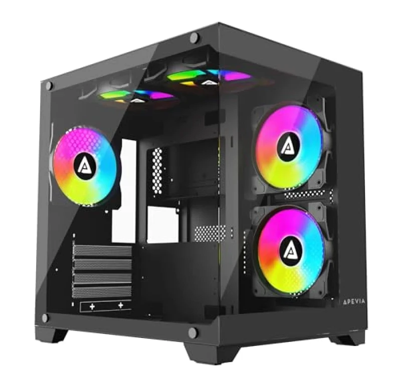 Apevia PRISM - MicroATX Mid Tower, Tempered Glass Side Panel, 35.4 L External Volume, Black Color - Featured Image