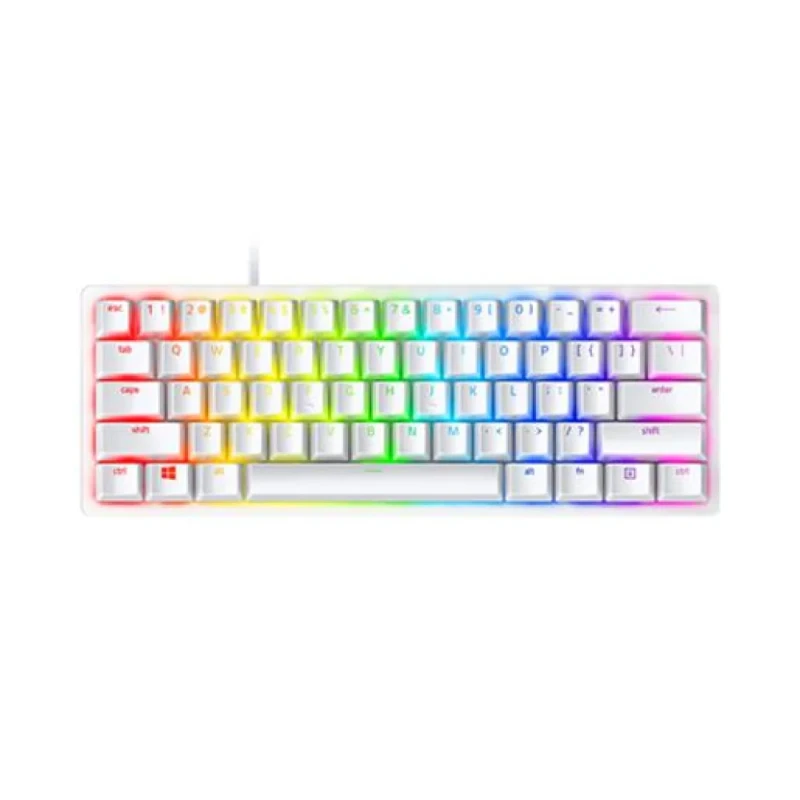 Razer Huntsman Mini - Mini Wired Keyboard, Razer Purple Optical Clicky Switches, RGB Backlit, Tenkeyless, White Color - Featured Image