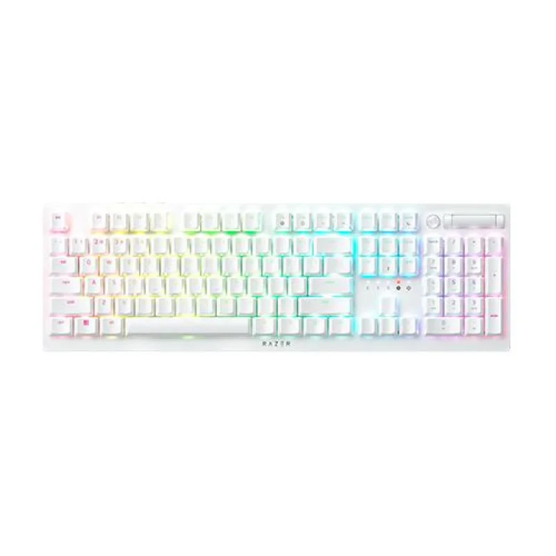 Razer DeathStalker V2 Pro - Gaming Wired, Wireless, Bluetooth Wireless Keyboard, Razer Purple Low-Profile Optical Clicky Switches, RGB Backlit, White Color - Featured Image