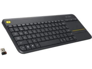 Logitech K400 Plus - Mini Wireless Keyboard, Tenkeyless, Black / Yellow Color