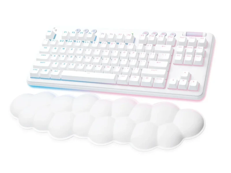 Logitech G715 - Gaming Wired, Wireless, Bluetooth Wireless Keyboard, GX Red Switches, RGB Backlit, Tenkeyless, White Color - Featured Image