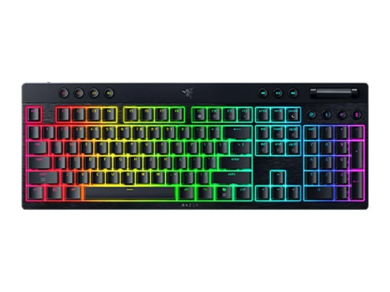Razer BlackWidow V4 Low-Profile HyperSpeed - Gaming Wired, Wireless, Bluetooth Wireless Keyboard, Razer Yellow Low-Profile Linear Switches, RGB Backlit, Black Color - Featured Image