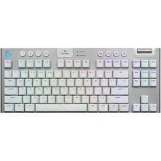 Logitech G915 LIGHTSPEED TKL - Gaming Wired, Wireless, Bluetooth Wireless Keyboard, Logitech Low-Profile GL Tactile Switches, RGB Backlit, Tenkeyless, White / Silver Color