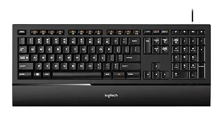 Logitech K740 - Slim Wired Keyboard, White Backlit, Black Color