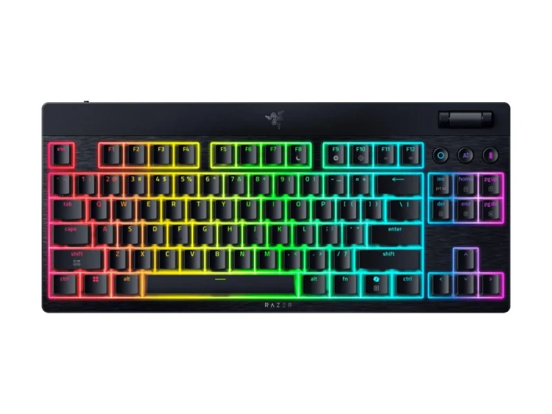 Razer BlackWidow V4 Low-Profile HyperSpeed - Gaming Wired, Wireless, Bluetooth Wireless Keyboard, Razer Orange Low-Profile Tactile Switches, RGB Backlit, Tenkeyless, Black Color - Featured Image