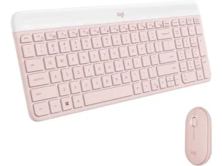 Logitech MK470 - Slim Wired, Wireless Keyboard, Pink / White Color