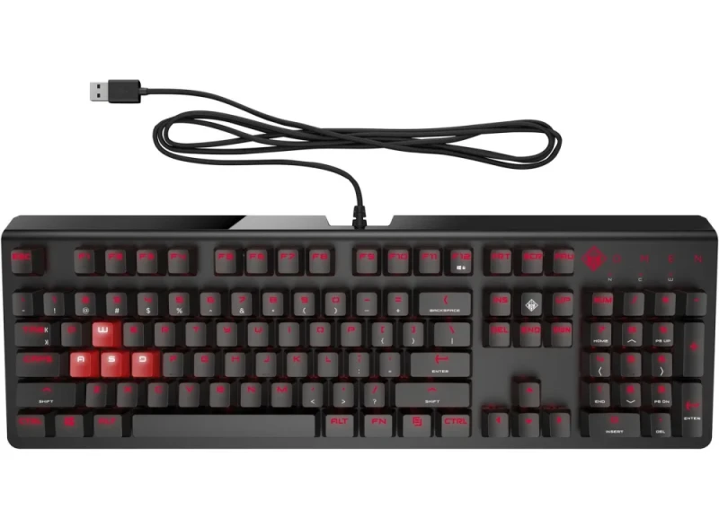 HP OMEN 1100 - Gaming Wired Keyboard, Greetech Blue Switches, Red Backlit, Black / Red Color - Featured Image