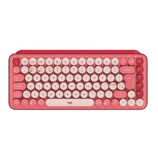 Logitech POP Keys Heartbreaker - Mini Wireless, Bluetooth Wireless Keyboard, TTC Brown Switches, Tenkeyless, Pink / Red Color