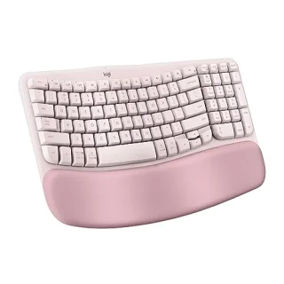 Logitech Wave Keys - Ergonomic Wired, Wireless, Bluetooth Wireless Keyboard, Pink Color
