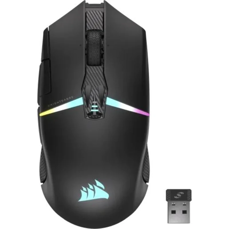 Corsair NIGHTSABRE RGB - Wired, Wireless, Bluetooth Wireless Optical Mouse, 26000 DPI, Black color - Featured Image