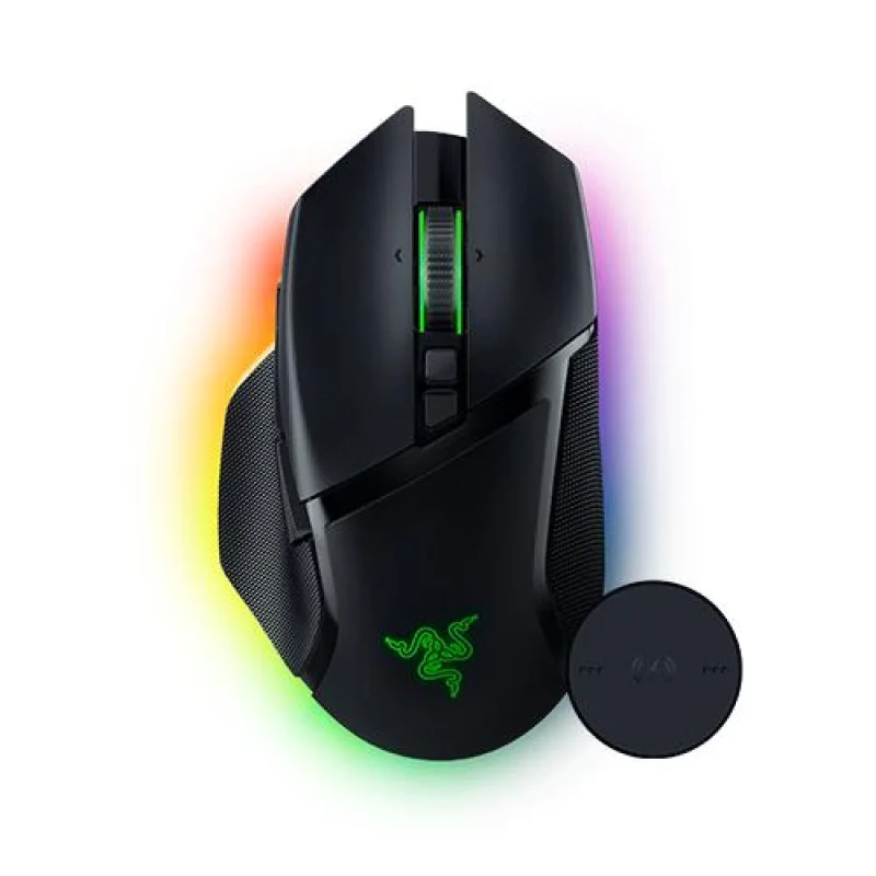 Razer Basilisk V3 Pro + Wireless Charging Puck - Wired, Wireless, Bluetooth Wireless Optical Mouse, 30000 DPI, Black color - Featured Image