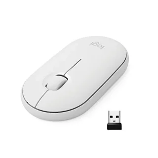 Logitech PEBBLE M350 - Wired, Wireless, Bluetooth Wireless Optical Mouse, 1000 DPI, White color
