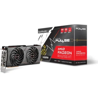 Sapphire PULSE Radeon RX 6700 XT 12GB Black 260 mm Graphics Card – AMD Radeon RX 6700 XT GPU, 12 GB GDDR6 192-bit Memory, RDNA 2 Architecture, Boost Clock ≈ 2581 MHz, PCIe 4.0 x16, Dual-Fan Cooling, 2.2–2.7 Slot Design, 1x HDMI 2.1 & 3x DisplayPort 1.4, 230 W TDP, 650 W PSU Recommended High-Performance Gaming GPU