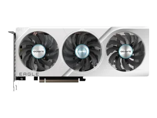 Gigabyte GeForce RTX 4060 EAGLE OC ICE 8GB White 272 mm Graphics Card – NVIDIA GeForce RTX 4060 GPU with 3072 CUDA Cores, 8 GB GDDR6 128-bit Memory, PCIe 4.0 x8 Interface, Boost ~2505 MHz, WINDFORCE 3X Triple-Fan Cooling, 2x HDMI 2.1a & 2x DisplayPort 1.4a, Full-Height 3-Fan White Design for 1080p/1440p Gaming