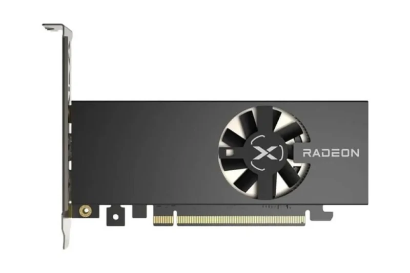 XFX Speedster SWFT 105 Radeon RX 6400 4GB Black 155 mm Graphics Card – AMD Radeon RX 6400 GPU with RDNA 2 Architecture, 4 GB GDDR6 64-bit Memory, PCIe 4.0 x4, Boost ~2321 MHz, Single-Fan Active Cooling, Low-Profile Single-Slot Design, 1x HDMI 2.1 & 1x DisplayPort 1.4, Efficient 53 W TDP, Compact 6.1″ Graphics Card - Featured Image