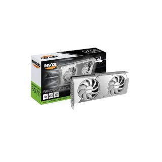 INNO3D GeForce RTX 5070 TWIN X2 OC White 12GB 250 mm Graphics Card – NVIDIA GeForce RTX 5070 GPU with Blackwell Architecture, 6,144 CUDA Cores, 12 GB GDDR7 192-bit Memory, Boost ~2,542 MHz OC, PCIe 5.0 x16, Dual-Fan Active Cooling, 1x HDMI 2.1b & 3x DisplayPort 2.1b, Compact Dual-Slot Design for High-Performance Gaming & AI/Creator Workflows