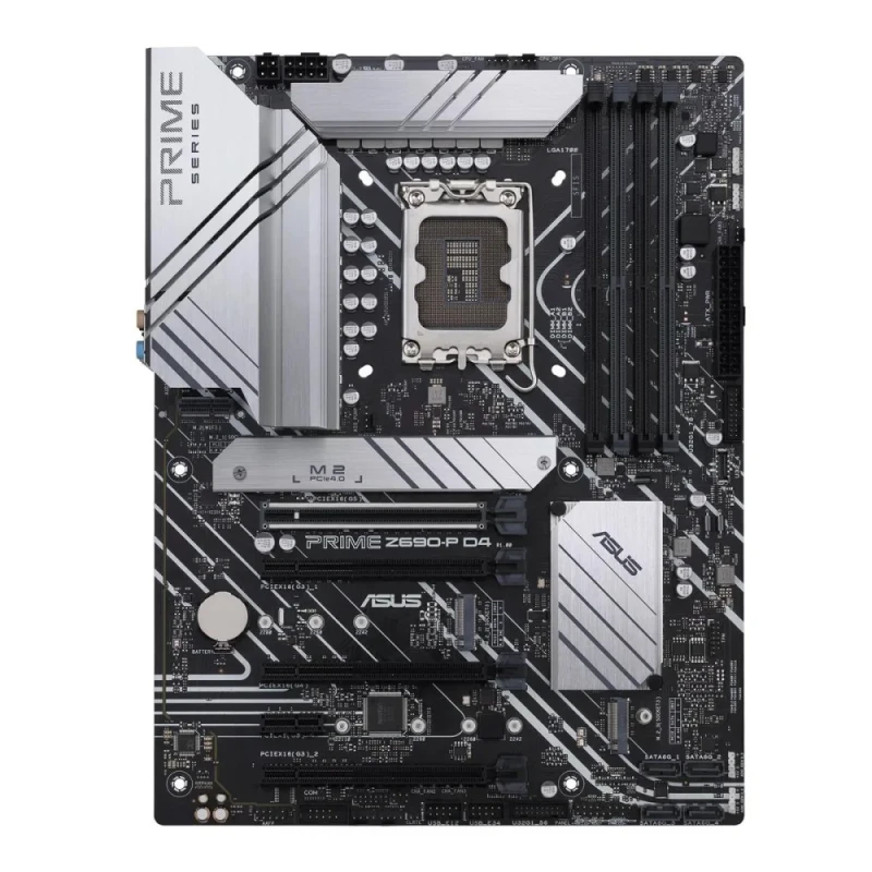 ASUS PRIME Z690-P D4 Intel Z690 ATX Motherboard LGA1700 DDR4 128 GB Dual-Channel PCIe 5.0 x16 & PCIe 4.0 x16, 3x M.2 NVMe/SATA, Realtek 2.5 Gb Ethernet, USB 3.2 Gen2x2 Type-C, HDMI & DisplayPort, Aura Sync RGB – High-Performance ATX Board - Featured Image