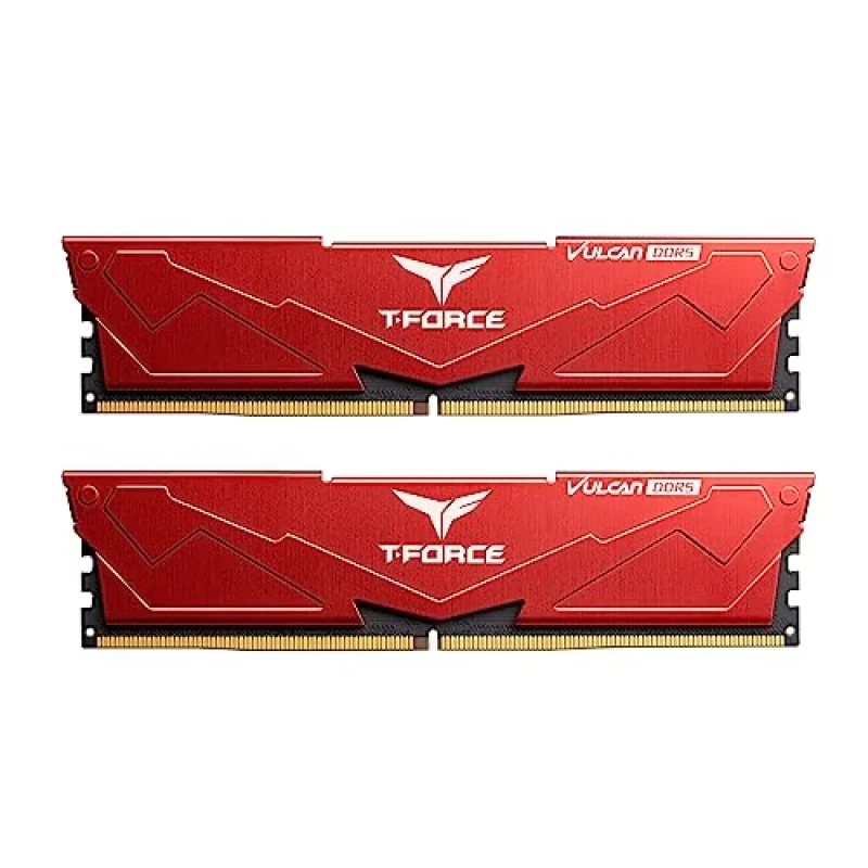TEAMGROUP T-Force Vulcan 32 GB - 2 x 16GB, DDR5 288-pin DIMM, 6400MT/s, CL32, Red color - Featured Image
