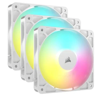 Corsair RS120 ARGB 3-Pack - 120mm PWM fan, 10 - 36 dB, 13.3 - 72.8 CFM Airflow, 420 - 2100 RPM, White Color
