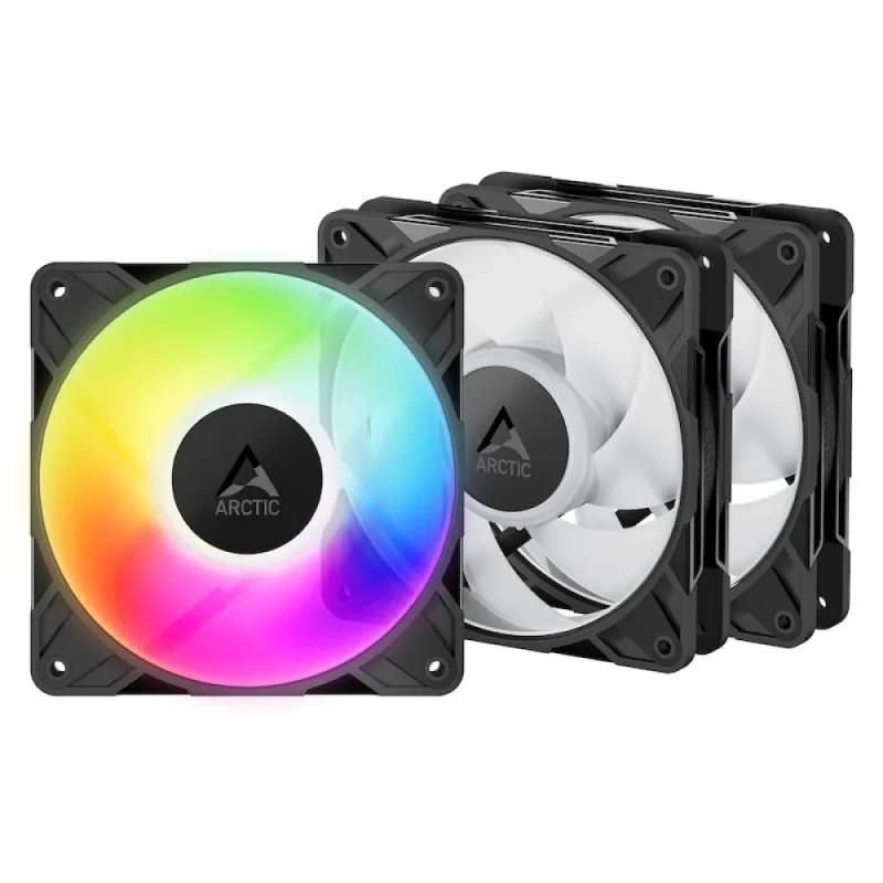 ARCTIC P12 Pro A-RGB 3-Pack - 120mm PWM fan, 77 CFM Airflow, 600 - 3000 RPM, Black Color - Featured Image