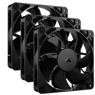 Corsair RS120 3-Pack - 120mm PWM fan, 10 - 36 dB, 13.3 - 72.8 CFM Airflow, 420 - 2100 RPM, Black Color