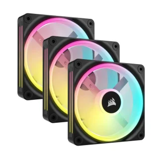 Corsair iCUE LINK QX120 RGB Starter Kit 3-Pack - 120mm PWM fan, 16.44 - 63.1 CFM Airflow, 480 - 2400 RPM, Black Color