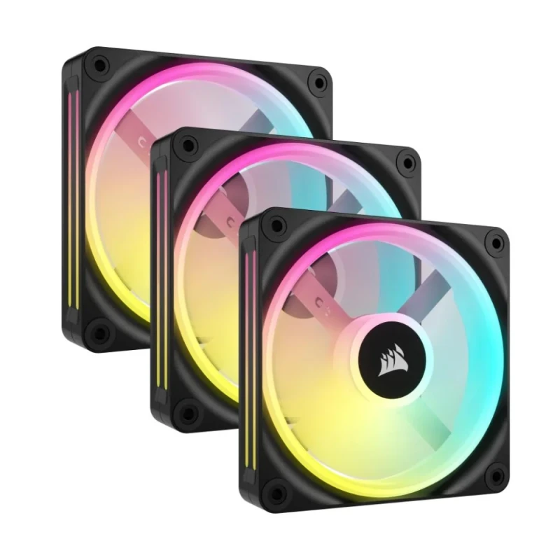 Corsair iCUE LINK QX120 RGB Starter Kit 3-Pack - 120mm PWM fan, 16.44 - 63.1 CFM Airflow, 480 - 2400 RPM, Black Color - Featured Image