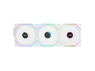 Lian Li UNI FAN TL LCD Wireless 3-Pack - 120mm PWM fan, 31 dB, 54.3 CFM Airflow, 350 - 1900 RPM, White Color
